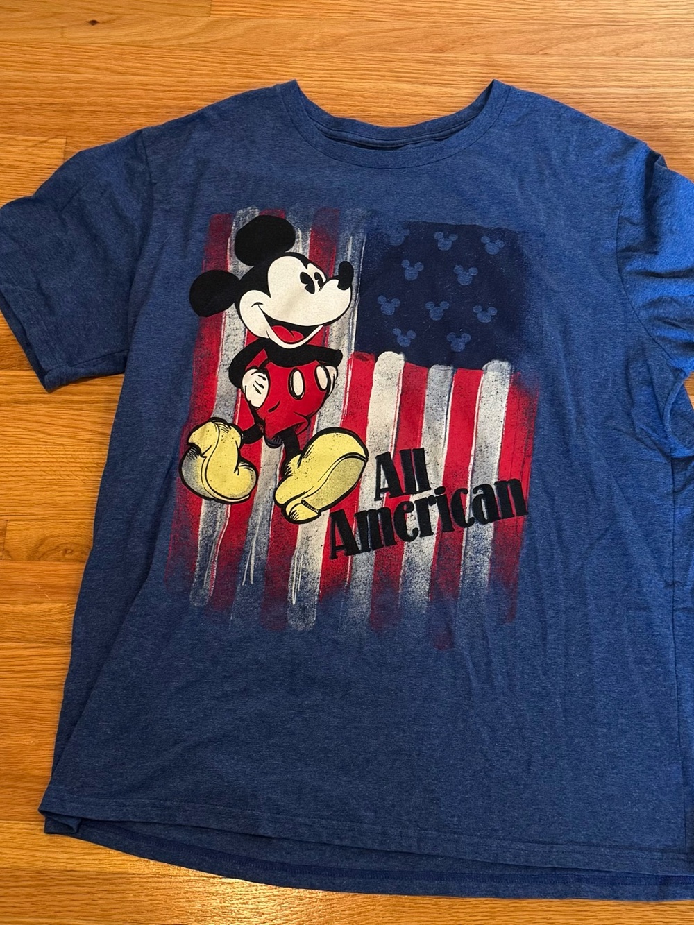 Disney Blue Mickey Mouse 'All American' Short Sleeve Tee